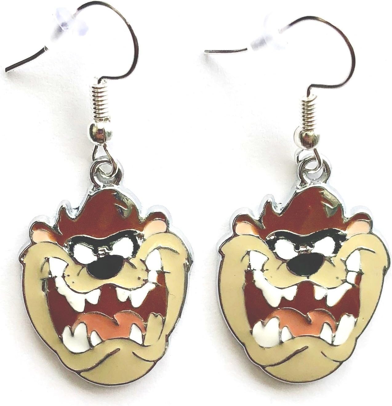 Looney Tunes Tasmanian Devil Taz Charm Cartoon Character Dangle Hook Earrings With Gift Box