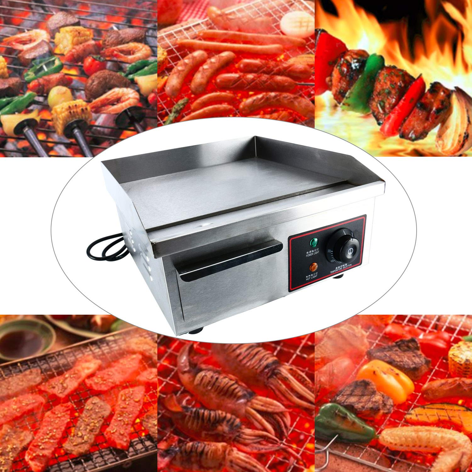 Commercial Stainless Steel Electric Thermostatic Griddle Grill BBQ