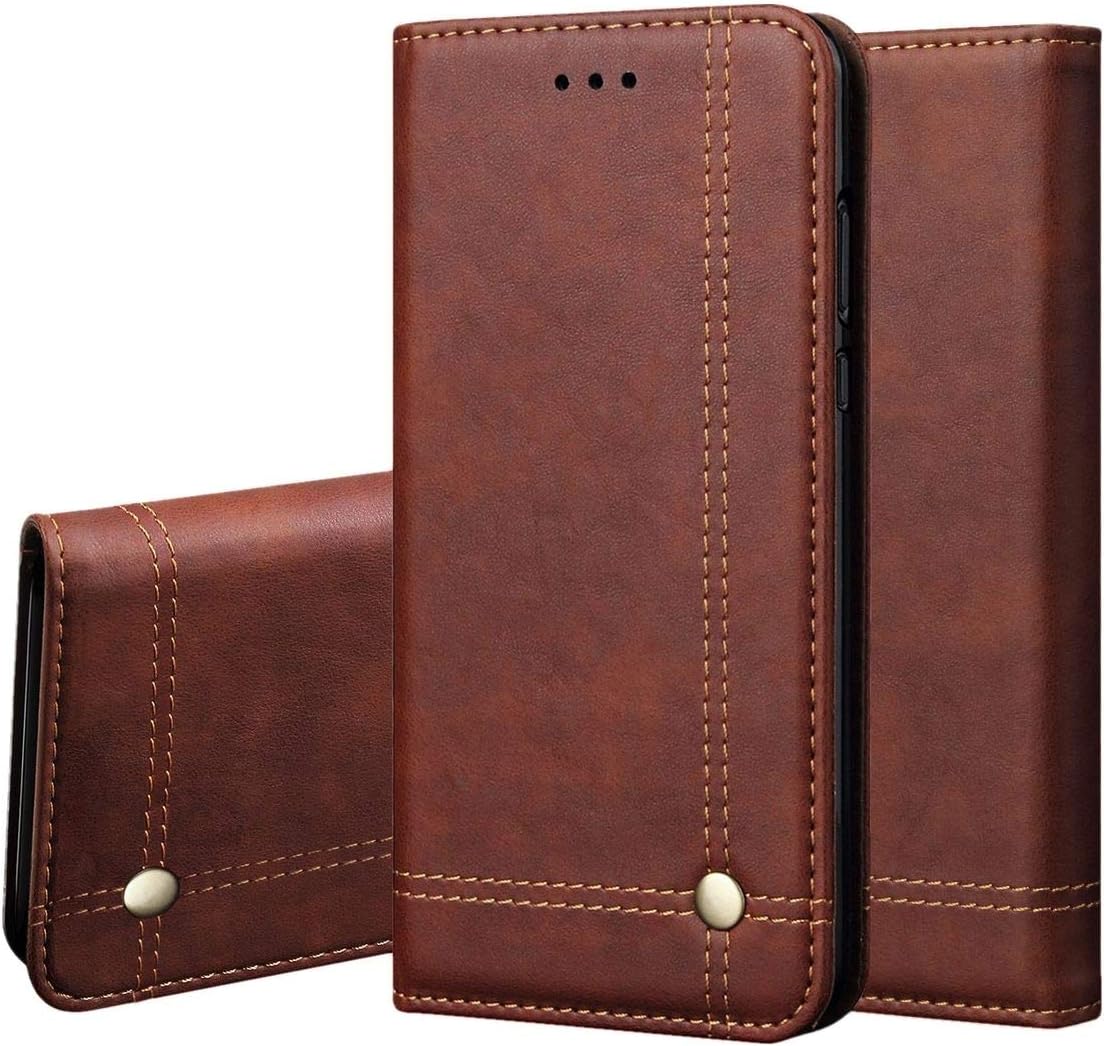 Pirum Magnetic Flip Cover for Oneplus 7 / One Plus 7 Leather Case Wallet Slim Book Cover with Card Slots Cash Pocket Stand Holder - Brown