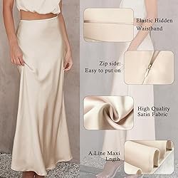 Outoshe Women's Satin High Waisted Maxi Skirts