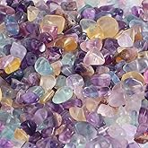 400pcs Natural Chip Stone Beads Fluorite 5-8mm Irregular Gemstones Healing Crystal Drilled DIY Loose Rocks Bead Crystal for Bracelet Necklace Jewelry Making Crafting