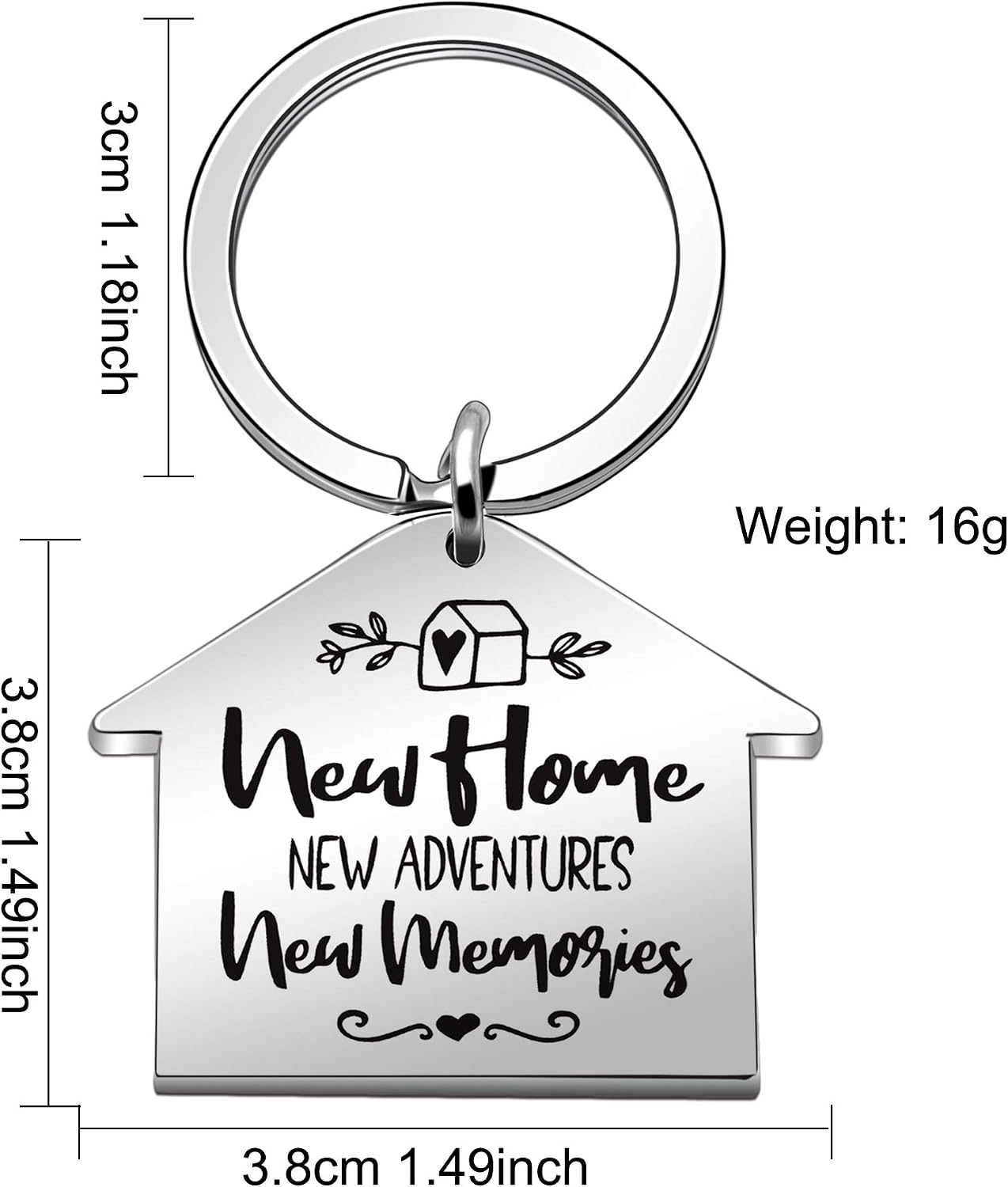 New Home Adventures & Memories Keyring Keychain Housewarming Gifts for Relatives & Friends, Silver - Image 3