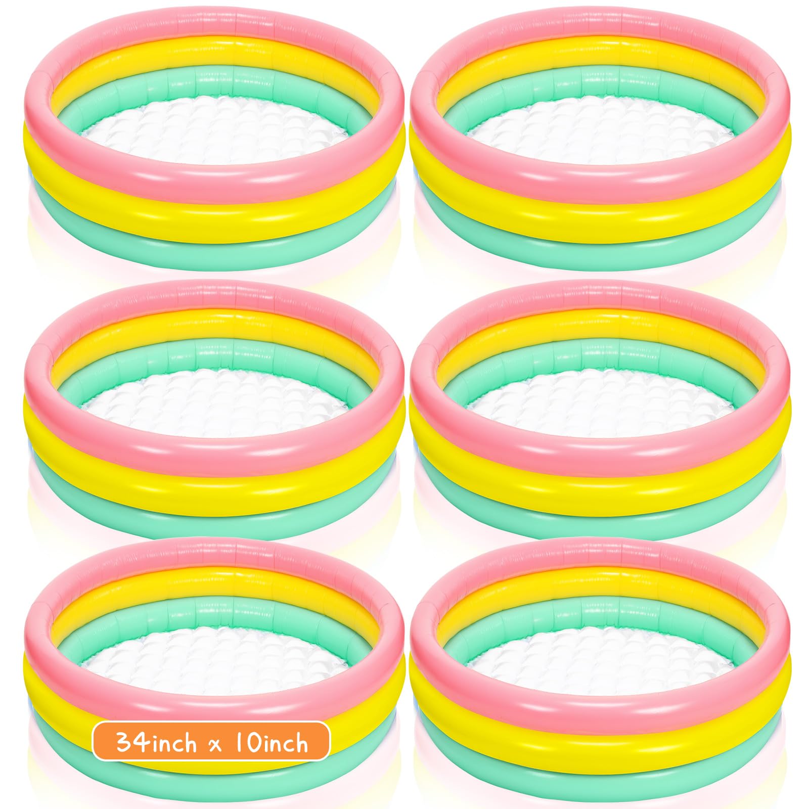 Photo 1 of Jerify 6 Pack Swimming Pool 34 x 10 Inch Inflatable Swimming Pool Small Blow up 3 Rings Round Padding Ball Pond for Indoor and Outdoor Water Game Play Center