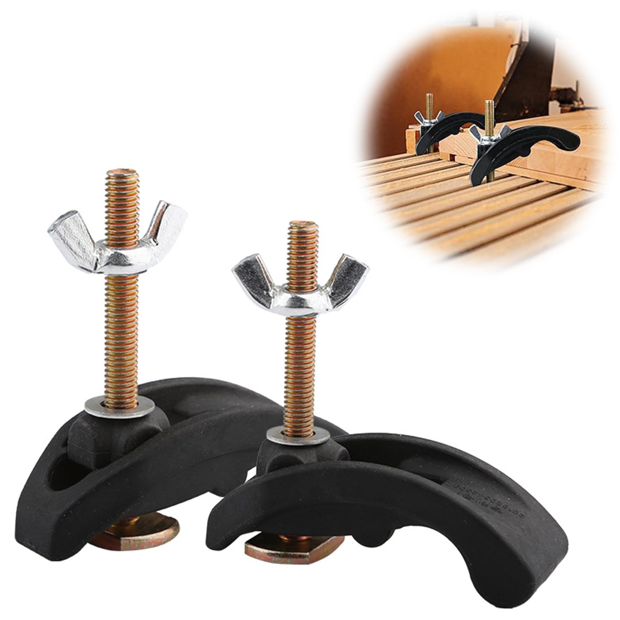 LONGHAO 2 Pieces T Nut Rail Splint T-Nut Rail Clamp Set T Nut Rail Clamp Quick Release Hold-Down Holder T-Nut M8 Quick Release Clamp Set, for Tools for Woodworking, Clamping Positioning (#1)