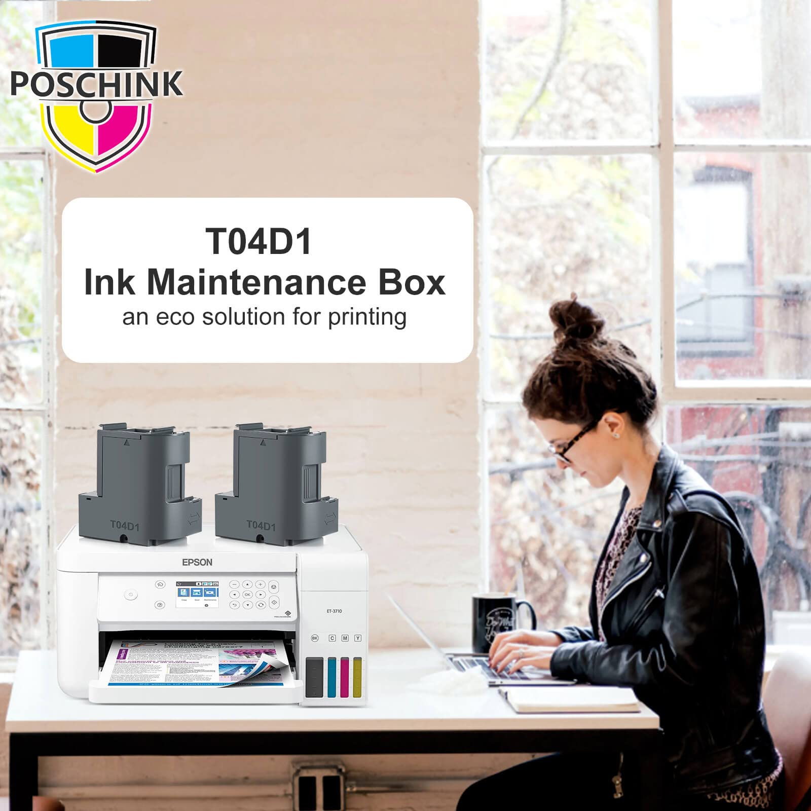 T04D1 T04D100 Ink Maintenance Box for ET-15000 ET-3750 ET-3760 WF-2860 ET-4760 ET-3850 ET-4850 XP-5100 ET-3710 ET-5150 ET-3830 ET-M1000 ST-3000 ET-M2170 Etc. Printers, 2 Packs