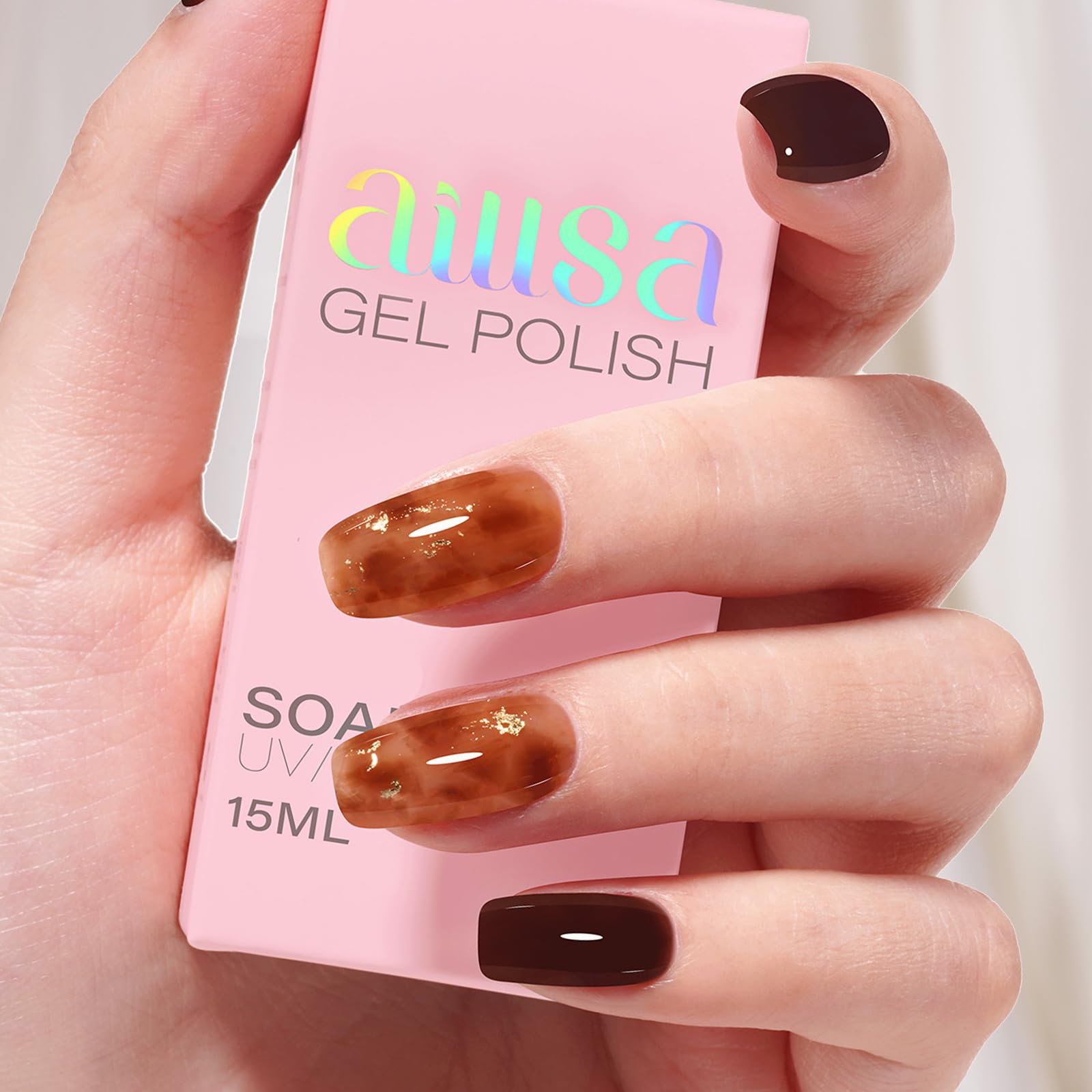 AILLSA Brown Jelly Gel Nail Polish Dark Cocoa Translucent Gel Polish Amber Color Fall Gel Polish Long Lasting Chocolate Coffee Nails Soak Off U V Gel for Nail Art at Home Valentine Gift 0.51 Oz GB131 - Image 2