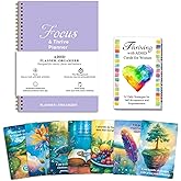 ADHD Planner & 54 Support Cards Set – Daily Undated Productivity Planner with Stickers + ADHD Tools for Adults Women – Focus, Cleaning & Organization Bundle with Affirmations and Strategies (Purple)