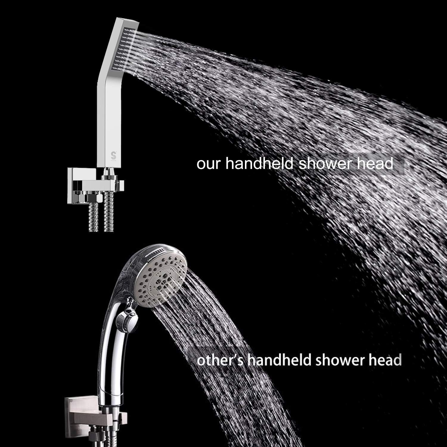 SR SUN RISE SRSH-F5043 10 Inches Bathroom Luxury Rain Mixer Shower Combo Set Wall Mounted Rainfall Shower Head System Polished Chrome Shower Faucet Rough-in Valve Body and Trim Included - - 