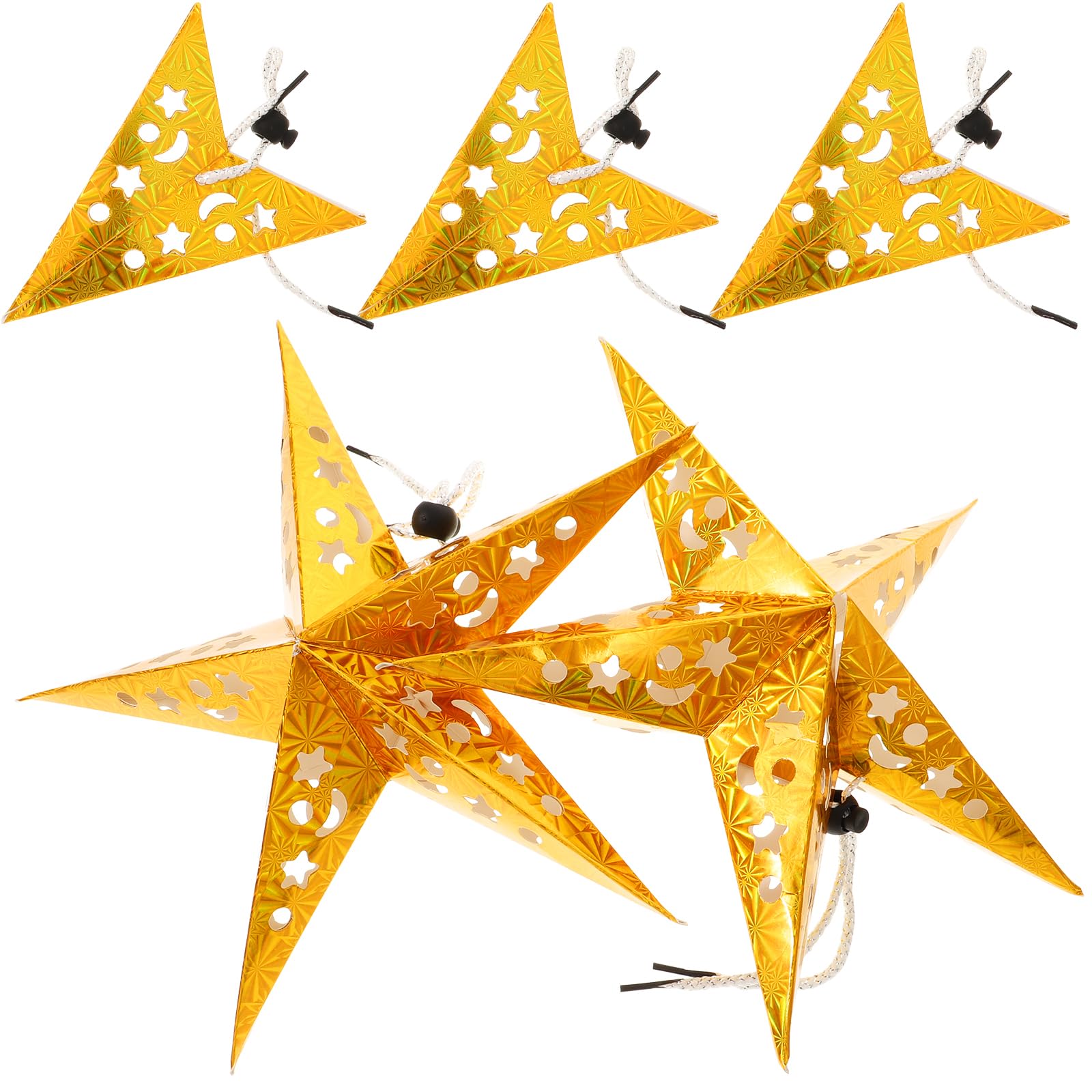 Holibanna 5pcs Paper Star Lanterns Ceiling Hanging Lampshade for LED Light Wedding Birthday Christmas Party Decoration 30cm