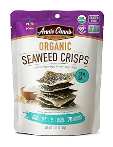 Annie Chun's Organic Seaweed Crisps, Sea Salt, Non-GMO, Gluten-Free, Oven-Baked, 1.27-Oz (Pack Of 10), Sea Salt, 10Count