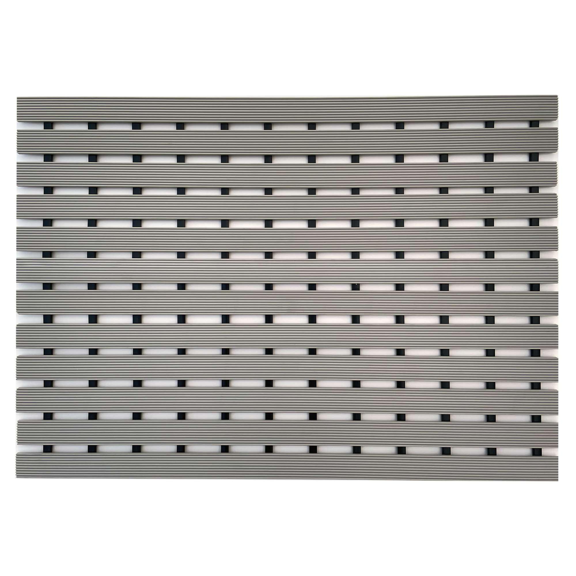 Nicoman Outdoor Slatted Mat Drainage Matt Duckboard Door Mat Garden Entrance Shed Garage Pool Non Slip Dirt Scraping Easy Clean – (Grey, 61 x 43 cm)