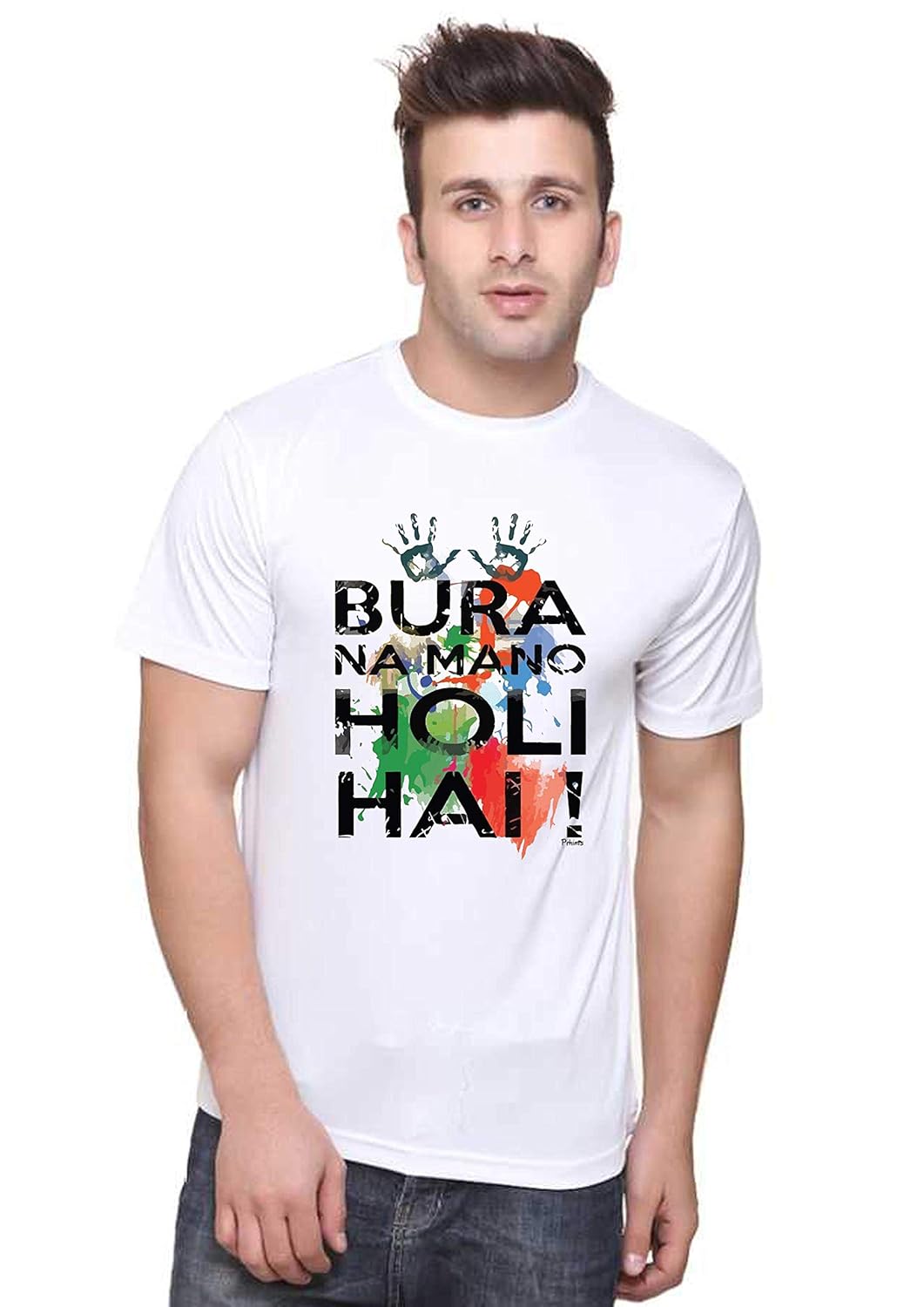 Bura na Mano Holi hai White Printed t-Shirt for Men and Women in Polyester with 50% Discount (Medium) ₹149.00
