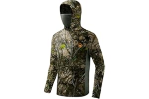 Palmyth Hunting Hoodie with Mask for Men Long Sleeve Sun Protection UV UPF 50+ Camo Fishing Shirts
