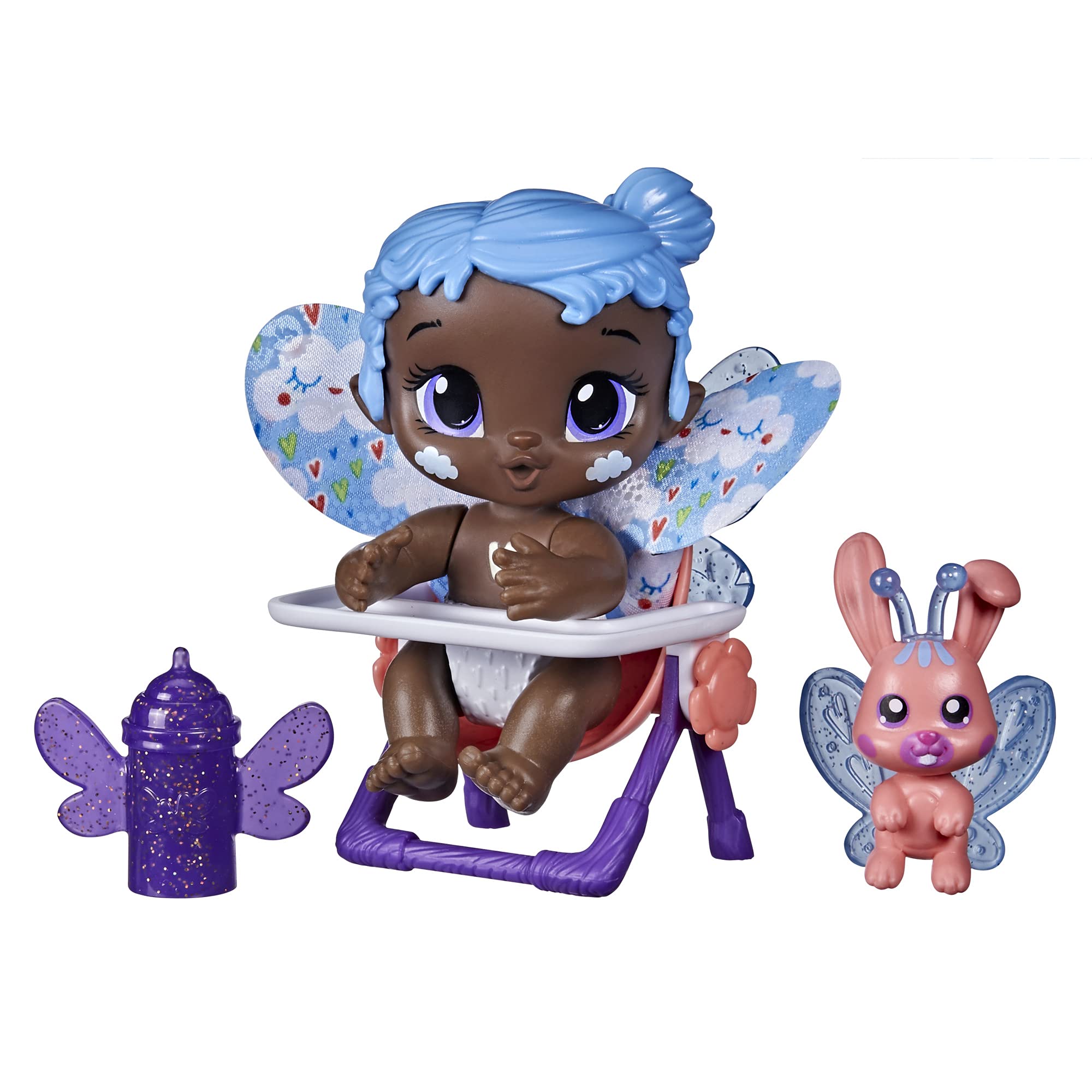 Baby Alive Glo Pixies Minis Doll, Sky Breeze, Glow-in-The-Dark Doll for Kids Ages 3 and Up, 3.75-Inch Pixie Toy with Surprise Friend