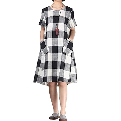Mordenmiss Womens Cotton Linen Dress Large Checked Jamaica | Ubuy Mordenmiss Womens Cotton Linen Dress Large Checked Jamaica | Ubuy