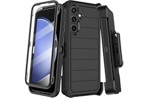 KECAI for Samsung Galaxy S23 FE Case with Belt Clip Holster & Kickstand,Built-in Screen Protector,Heavy Duty Shockproof Drop Protection Military Grade Full Body Rugged Phone Cover (6.4") (Black)