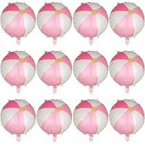 Lot 12 Ballons De Plage Gonflables – Paillettes Or Rose – 40 Cm – PVC – Pour Plage, Piscine, Fêtes Hawaïennes