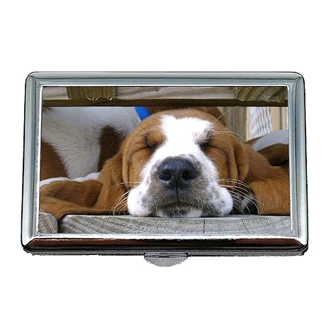 Zigarettenetui, französische Bulldogge Puppy Dog Cute Haustier Basset Hound, Business Name Kartenhalter