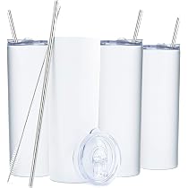 Amazon.com: SKINNY TMBLERS - Vasos aislados de doble pared de acero inoxidable de 20 onzas con tapas y pajitas, taza de viaje delgada, limpiador de pajillas incluido. Taza reutilizable con pajilla, regalos