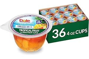 Dole Fruit Bowls Tropical Fruit in 100% Juice, Back To School, Gluten Free Healthy Snack, 4oz, 36 Total Cups