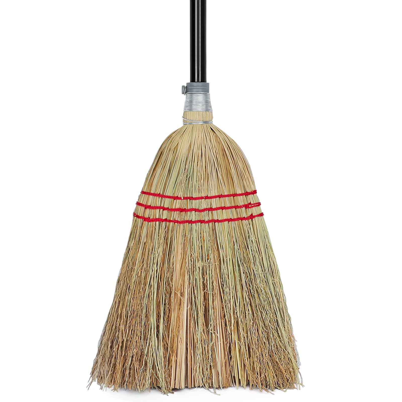 Photo 1 of Heavy-Duty Outdoor Corn Broom, Outdoor Broom Suitable for Sweeping Gravel, Fallen Leaves and Sand on Yard, Garage, Lawn, Stone Path and Concrete Floor (Black)