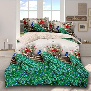 Amazon Com Hyukoa 3d Beautiful Peacock Feather Bedding Sets