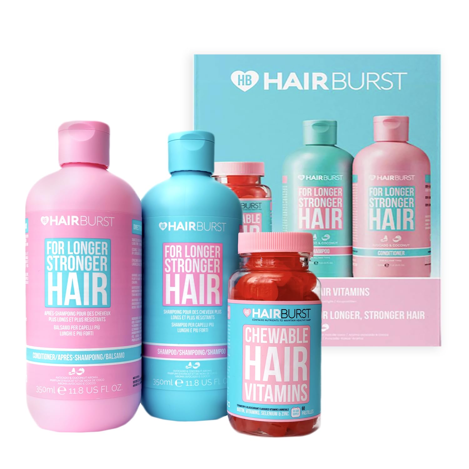 HAIR BURST Biotin Gummies and Shampoo & Conditioner Set for Hair Growth - Chewable Vitamins to Reduce Breakage and Promote Healthier Hair - Thickening Treatment for All Hair Types