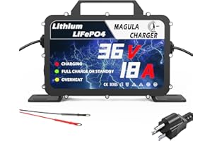 MAGULA 18AMP 36V Lithium Golf cart Battery Charger, IP67 Waterproof, Compatible with 36V LiFePO4 Lithium Battery, 36v Lithium Battery Charger Intelligent Fast Charging