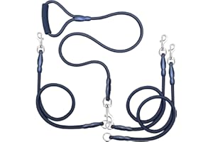 SONQUEEN Heavy Duty 3 Dog Leash No Tangle Detachable 360° Swivel Device Multiple Dog Leash with Padded Handle for Two/Three Pets