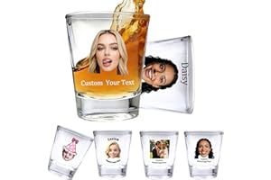 Custom Shot Glasses Personalized with Photo Name Text Customized 1.5oz Funny Whiskey Shot Glass Bulk Gift for Men Dad Birthda
