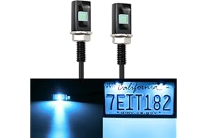 LivTee Super Bright License Plate Light, 12V License Tag Screw Bolt Accessories, Waterproof Black Aluminium Light Holder, Legal for Car Motorcycle Truck RV ATV Bike, Ice Blue(2PCS)