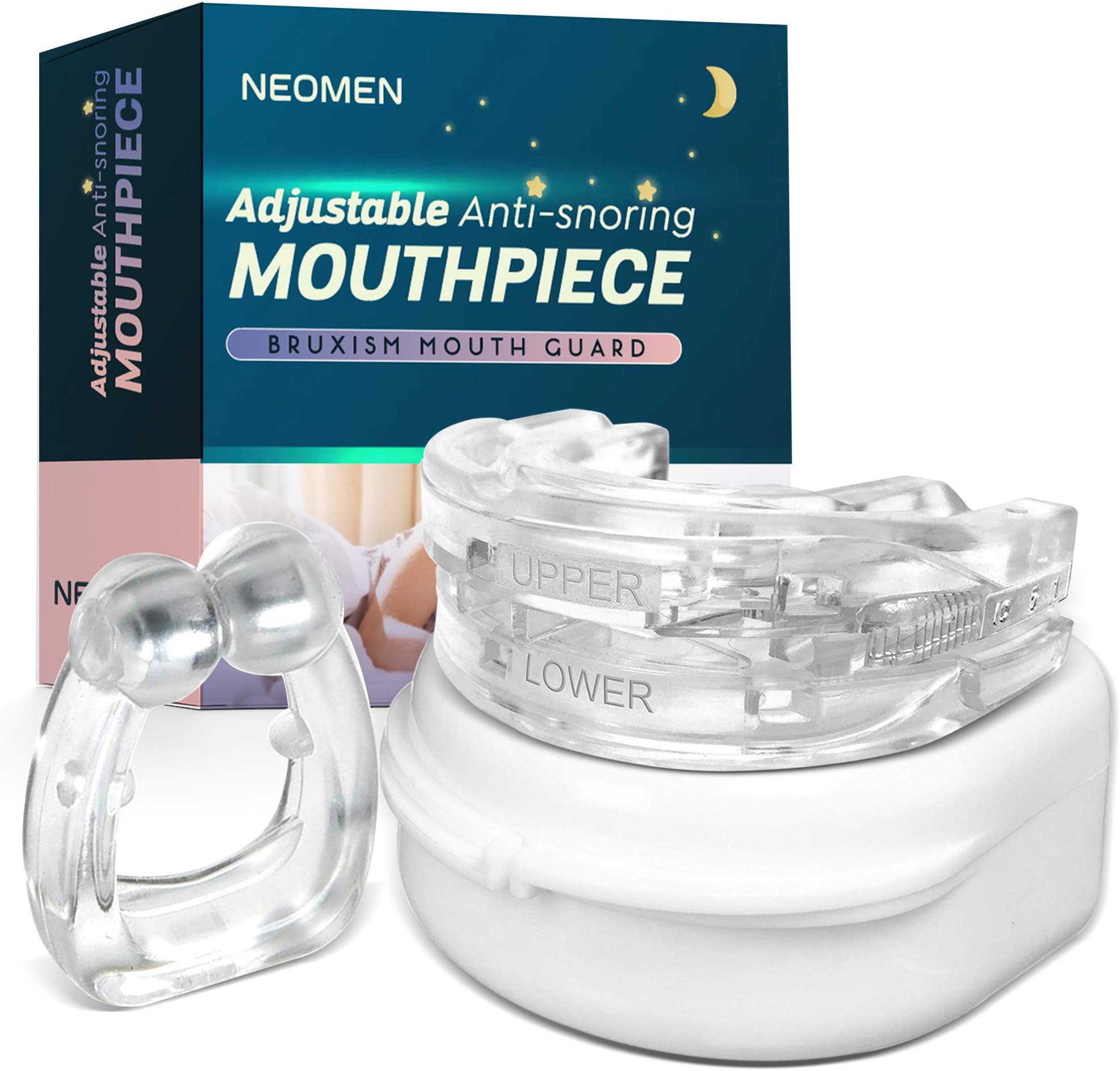 Neomen Upgraded Adjustable Snore Stopper, Magnetic Anti-snoring Nose Clip, Snoring Solution Silicone Nose Device, Reusable & Effective Anti Snoring Devices for Women & Men Not for Small Mouth