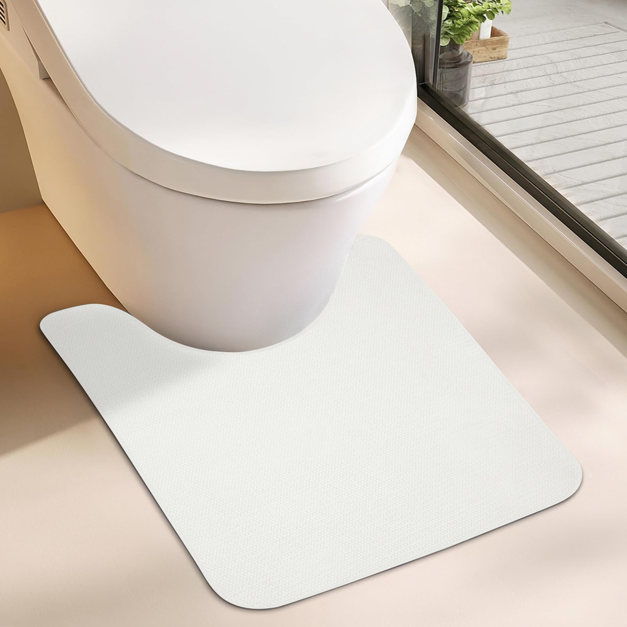 Photo 1 of Bosap Toilet Rugs U Shaped Bathroom Rug,Machine Washable Non Slip Quick Dry Super Absorbent Ultra Thin Toilet Mats for Bathroom Toilet.White,1'8"x2'(20x24inch)