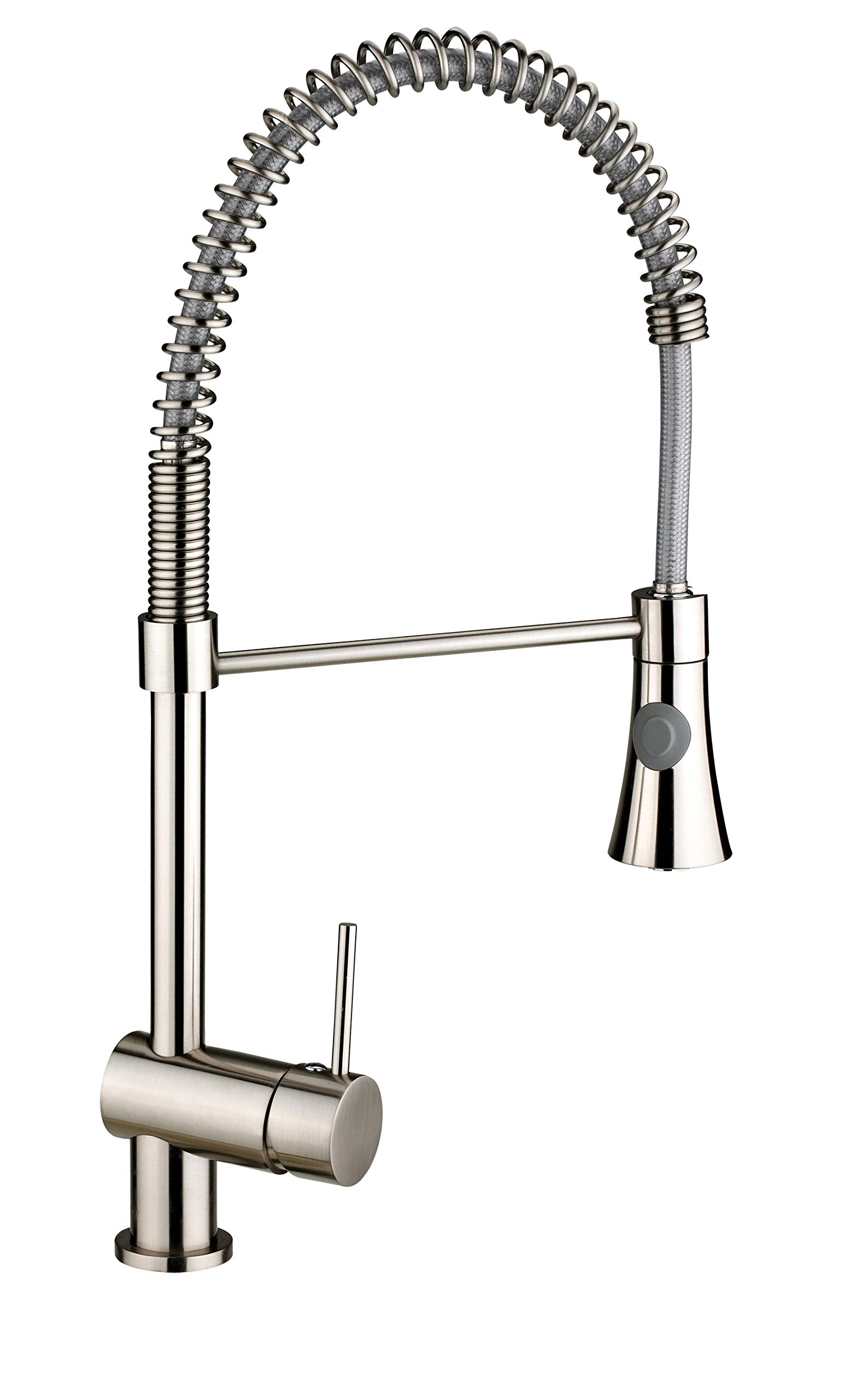 Low Pressure Kitchen Mixer Tap Sink Fitting with Dish Rinser Stainless Steel Look Matt