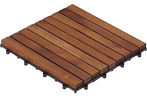Bare Decor EZ-Floor in Solid Teak Wood, 1 Tile ONLY, Long Slat