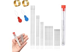 WVD 40 Pcs Tainless Steel Hand Sewing Needle Set, 5 Mixed Size Embroidery Needles, Including Thimble and Threader, Suitable f