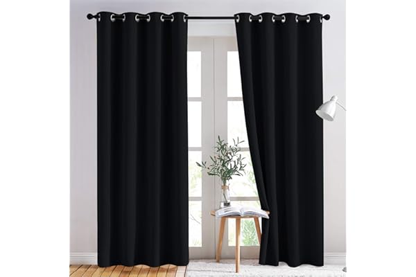 NICETOWN Blackout Curtains 2 Panels - Black Out Curtains 84 Inch Long,Insulated Curtains Room Darkening Grommet Curtains for