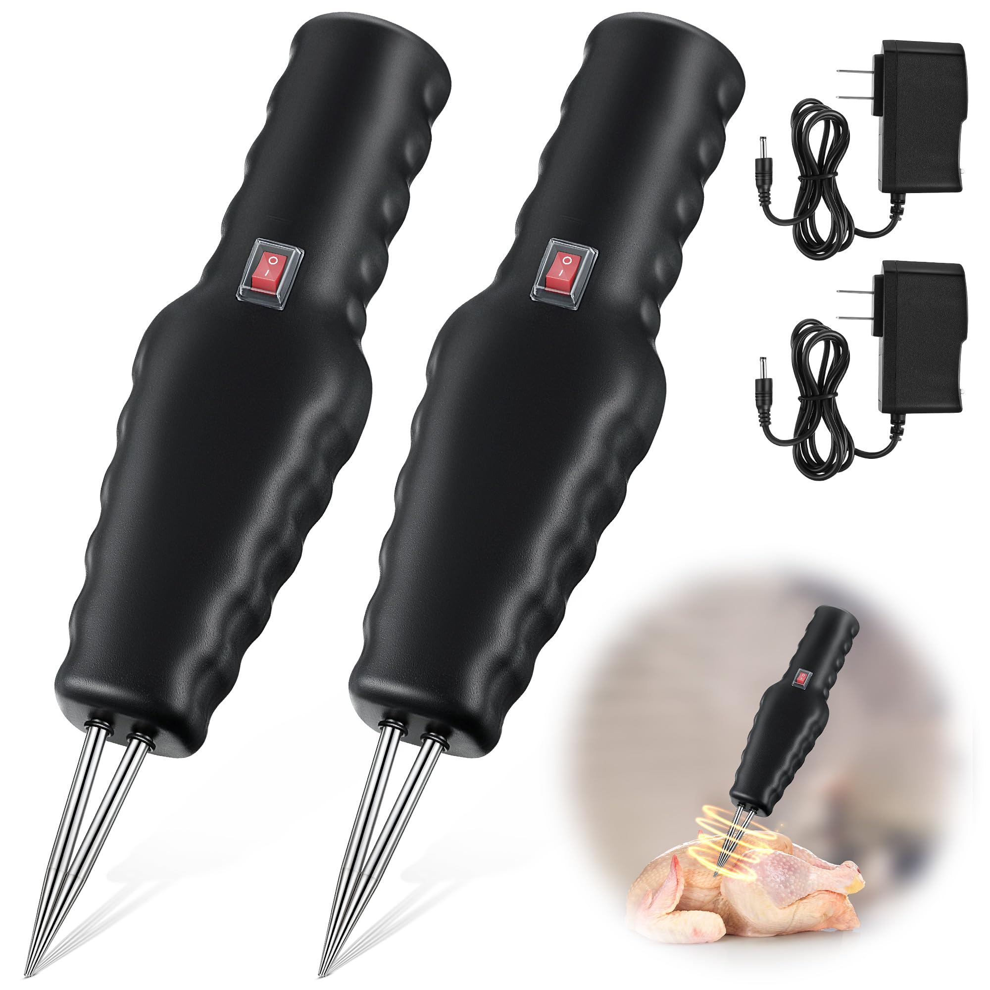 Photo 1 of Saillong 2 Pack Handheld Chicken Plucker, Electric Quick Poultry Plucker Machine for Removing The Pin Feathers, Portable Rechargeable Waterproof Feather Plucker for Chicken Duck Goose Bird (Black)