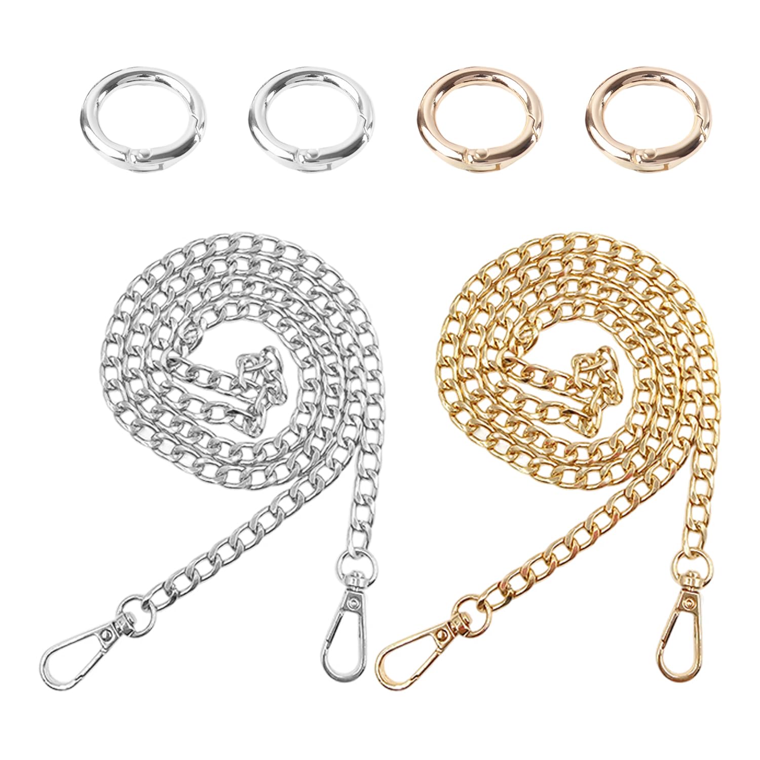 2 Bag Replacement Chains, 4 Pieces Buckles, Handbag Chain Straps, Bag Chain Straps, Handbag Accessories, Gold Chain Bag Straps, Replacement Handbag Shoulder Straps