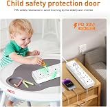 AUNNO 4 Way Extension Lead USB USB-C 4 Ports 1.8m UK Plug Surge Protected view 7
