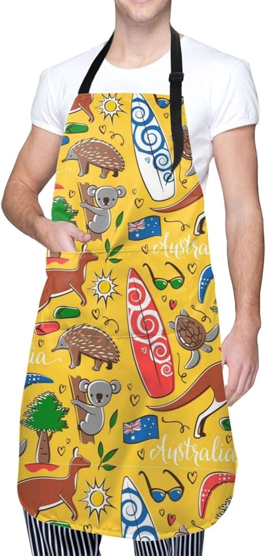 Australian Animals Aprons for Men Adjustable Apron with Pockets Long