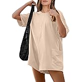 ANRABESS Women Summer Oversized T-Shirt Tee Romper Casual Baggy Short Sleeve Overall Athletic Workout Jumpsuit Trendy Outfits