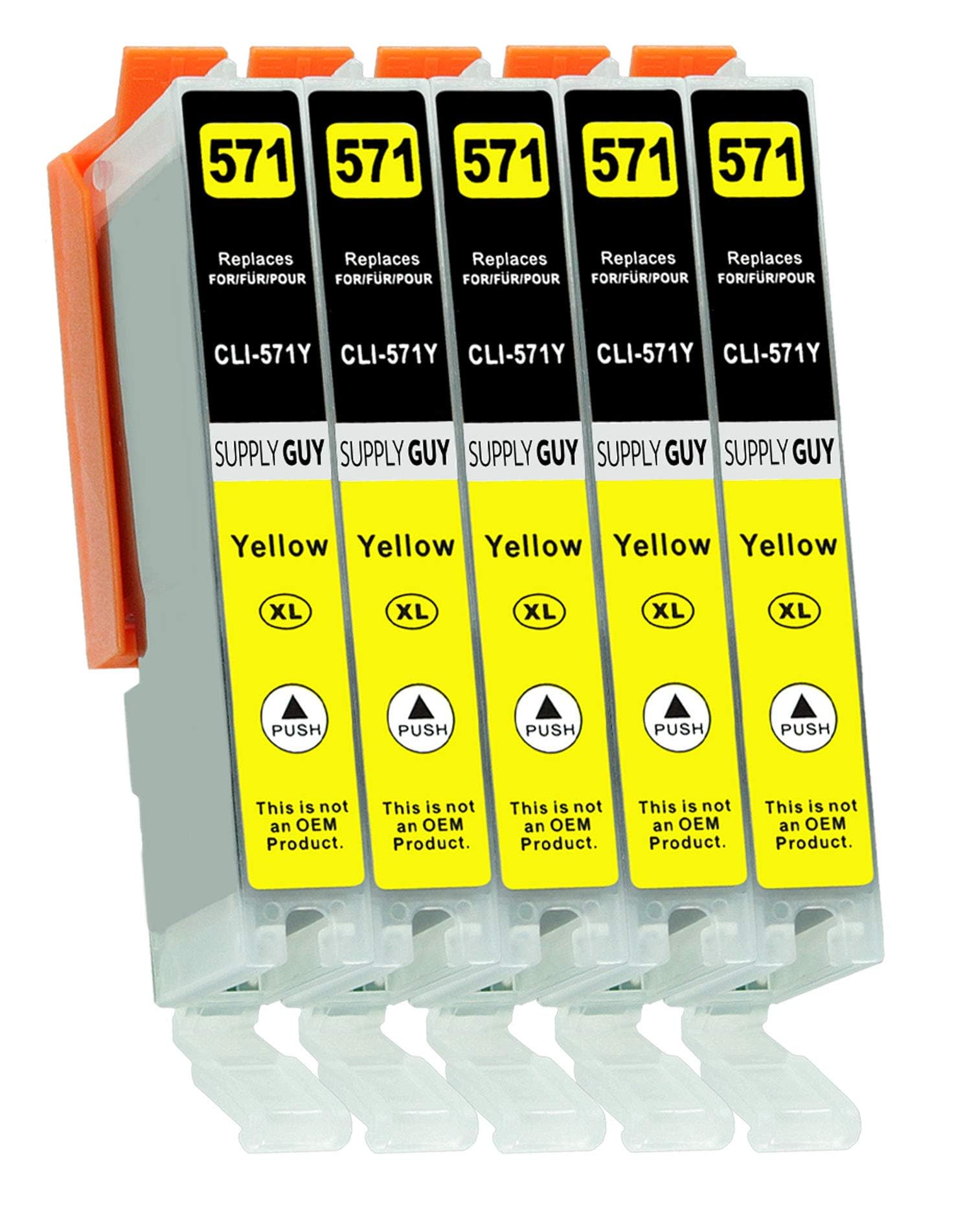 Supply Guy 5 Ink cartridges with chip compatible with Canon CLI-571 Yellow for Canon Pixma MG5750 MG5751 MG6850 MG7750 TS5050 TS5055 TS6050 TS8050 TS9050 TS9055 and more (see product page)