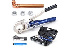 IBOSAD Copper Tube Fittings Hydraulic Pipe Crimping Tool with 1/2",3/4" and 1" Jaw Copper Pipe Press Crimper Pressing Pliers, with Pipe Cutter