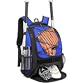 DAFISKY Baseball Bag Softball Backpack - Youth Adult T Ball Bat Equipment Bag with Bat Helmet Holders, Shoe Compartment