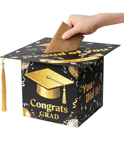 Amazon.com: MerryJoyParty Graduation Card Box Graduation Card Holder  Original Graduation Cap Shaped Card Box with Real Tassel for Graduation  Party Supplies : Home & Kitchen