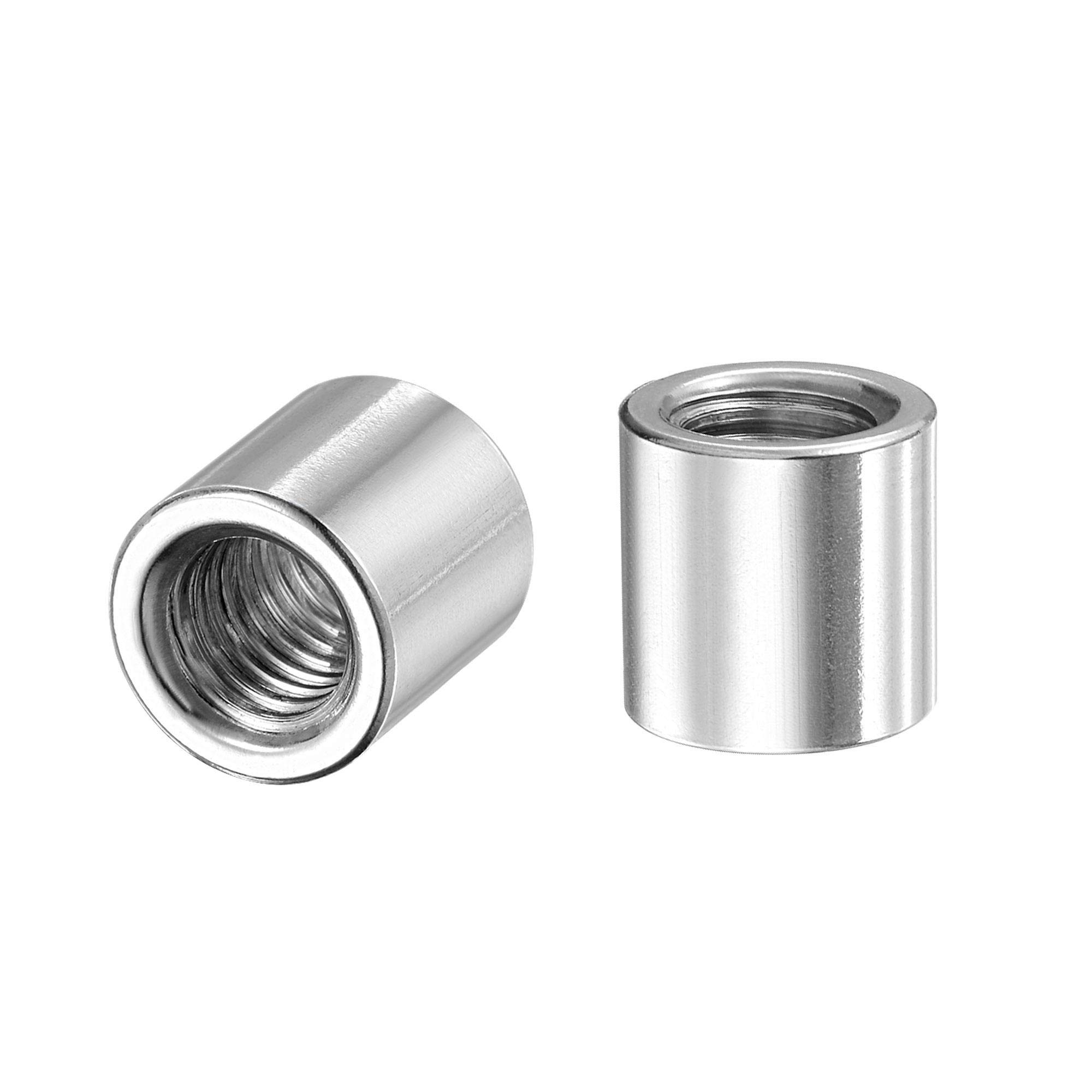sourcing map Round Weld Nuts, M8 x 12mm x 12mm Weld On Bung Female Nut Threaded - 201 Stainless Steel Insert Weldable 20pcs