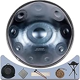 Eavnbaek 22-Inch 10-Notes 440Hz D Minor Kurd Advanced Handpan Drum Blue | Steel Hand Pan Drum Instrument with Soft Bag, 2 Handpan Mallets, Stand and Dust-Free Cloth for Adults and Professionals
