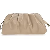 CHARMING TAILOR Chic Soft Vegan Leather Clutch Bag Dressy Pleated PU Evening Purse for Women
