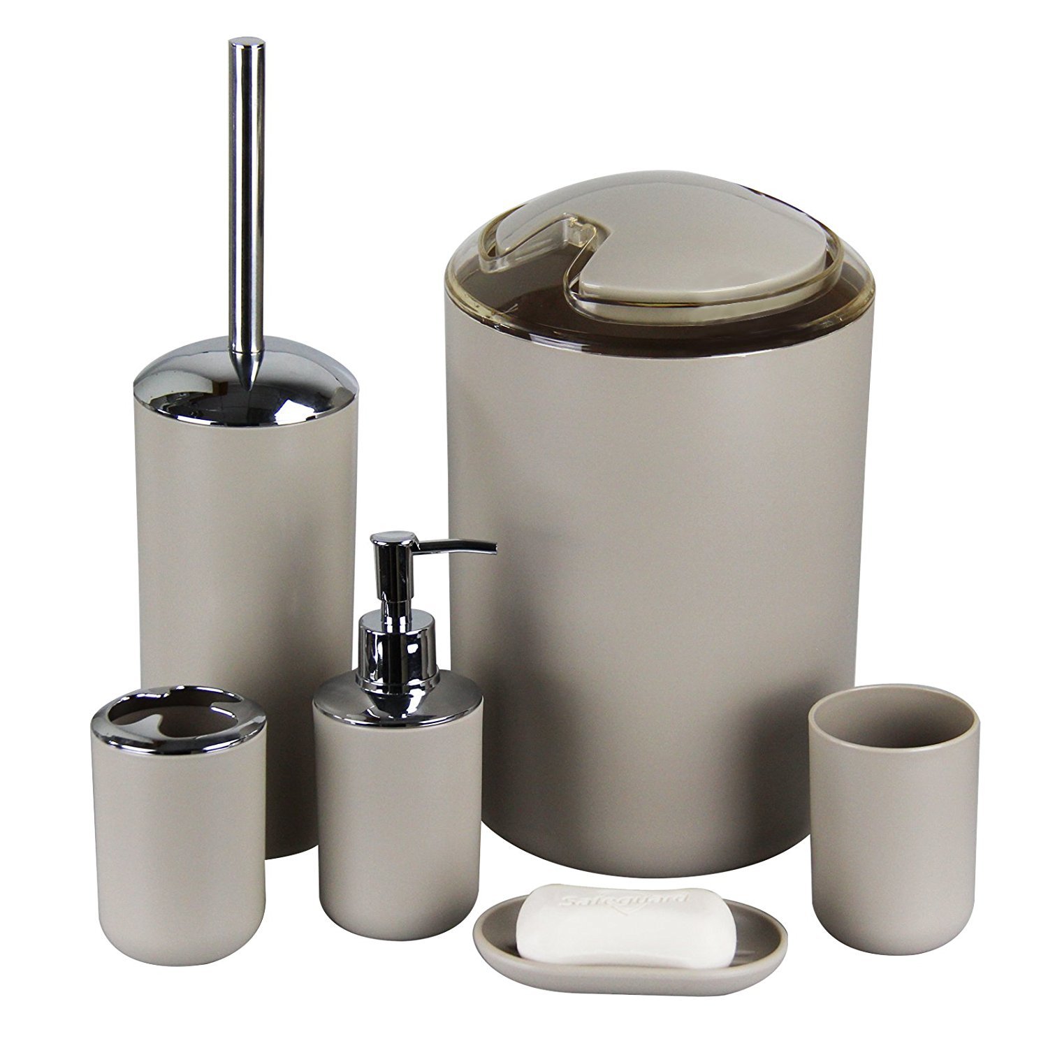 beige Design 2 GMMH 6tlg BADSET Badezimmer ZUBEHÖR Set SEIFENSPENDER Halter WC BÜRSTE BADGARNITUR